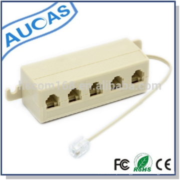 RJ11 Tomada Modular de 5 Vias Jack Modular Cabo de Telefone Cabo do Conector do Divisor do Adaptador